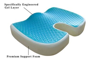 OEM van het Comfortseat van het geheugenschuim Kussen gel-Verbeterde, het Kussen van Seat van het Gelstuitbeen